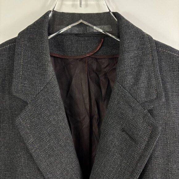 Vintage Mens Overcoat M Gray 60s John Gregory Union burgundy lining Wool blend - Picture 12 of 17